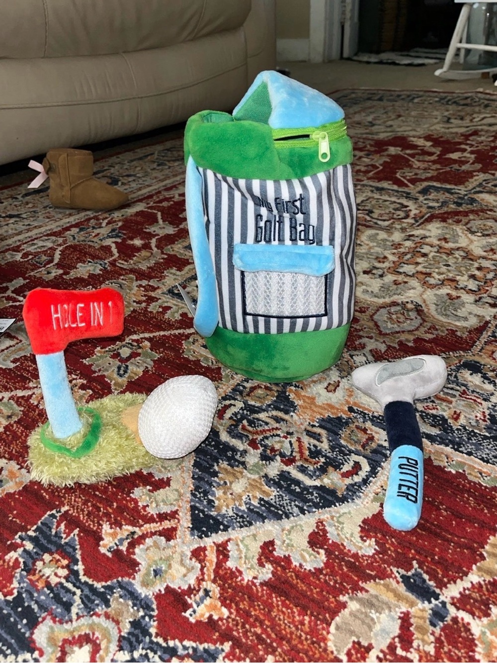 Mud Pie Plush Golf Set in Green, Blue, Red, White